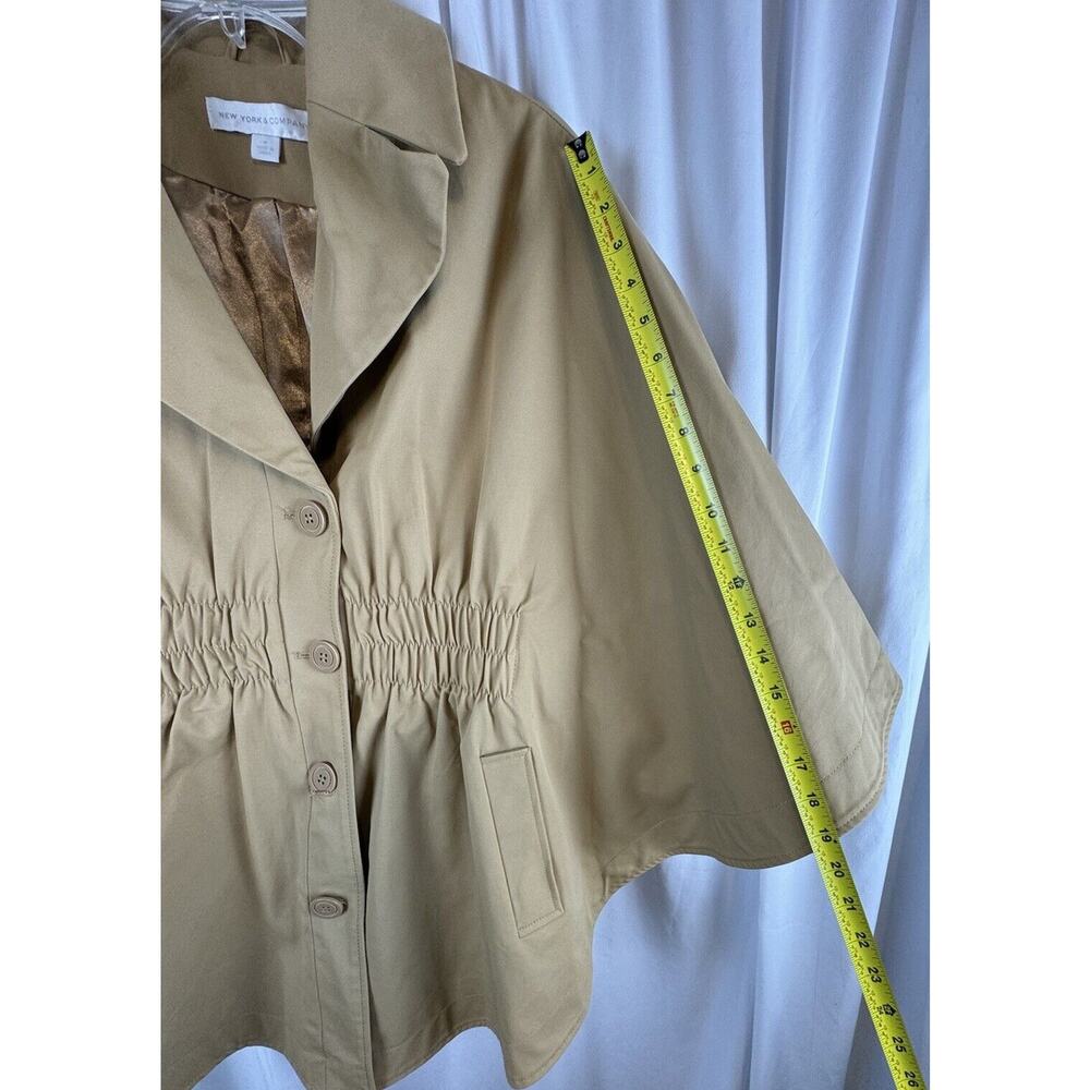 New York & Co Cape Tan M academia Preppy fantasy professional outdoor 63-16 - Picture 12 of 16